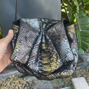 Metallic snake skin Borelli mini bag